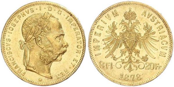 20 Franc / 8 Florin Impero austro-ungarico (1867-1918) Oro Franz Joseph I (1830 - 1916)
