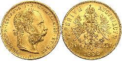 8 Флорин / 20 Франк Австро-Венгрия (1867-1918) Золото Франц Иосиф I (1830 - 1916)
