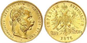 20 Franc / 8 Florin 奥匈帝国 (1867 - 1918) 金 弗朗茨·约瑟夫一世 (1830 - 1916)