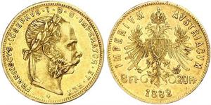 20 Franc / 8 Florin 奥匈帝国 (1867 - 1918) 金 弗朗茨·约瑟夫一世 (1830 - 1916)