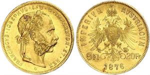 20 Franc / 8 Florin 奥匈帝国 (1867 - 1918) 金 弗朗茨·约瑟夫一世 (1830 - 1916)