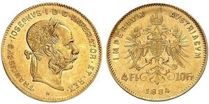 20 Franc / 8 Florin 奥匈帝国 (1867 - 1918) 金 弗朗茨·约瑟夫一世 (1830 - 1916)