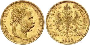 20 Franc / 8 Florin 奥匈帝国 (1867 - 1918) 金 弗朗茨·约瑟夫一世 (1830 - 1916)