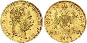 20 Franc / 8 Florin 奥匈帝国 (1867 - 1918) 金 弗朗茨·约瑟夫一世 (1830 - 1916)