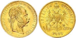 20 Franc / 8 Florin 奥匈帝国 (1867 - 1918) 金 弗朗茨·约瑟夫一世 (1830 - 1916)