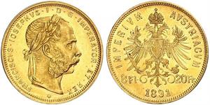 20 Franc / 8 Florin 奥匈帝国 (1867 - 1918) 金 弗朗茨·约瑟夫一世 (1830 - 1916)