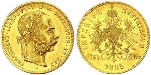 20 Franc / 8 Florin 奥匈帝国 (1867 - 1918) 金 弗朗茨·约瑟夫一世 (1830 - 1916)