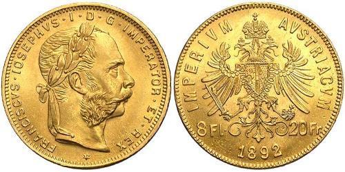 20 Franc / 8 Florin 奥匈帝国 (1867 - 1918) 金 弗朗茨·约瑟夫一世 (1830 - 1916)