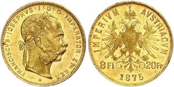 20 Franc / 8 Florin 奥匈帝国 (1867 - 1918) 金 弗朗茨·约瑟夫一世 (1830 - 1916)