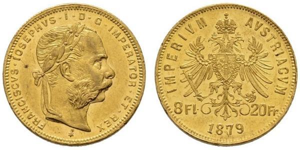 20 Franc / 8 Florin 奥匈帝国 (1867 - 1918) 金 弗朗茨·约瑟夫一世 (1830 - 1916)