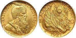 20 Franga Ari Albanian Republic (1925-1928) Gold Zog I, Skanderbeg III of Albania