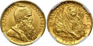 20 Franga Ari Albanian Republic (1925-1928) Gold Zog I, Skanderbeg III of Albania