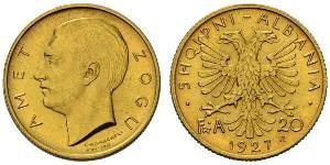 20 Franga Ari Albanian Republic (1925-1928) Gold Zog I, Skanderbeg III of Albania