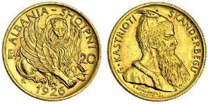 20 Franga Ari République albanaise (1925-1928) Or Zog I, Skanderbeg III of Albania