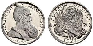 20 Franga Ari République albanaise (1925-1928) Or Zog I, Skanderbeg III of Albania