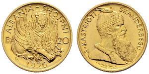 20 Franga Ari République albanaise (1925-1928) Or Zog I, Skanderbeg III of Albania
