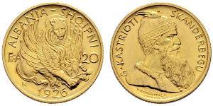 20 Franga Ari Albanian Republic (1925-1928) Oro Zog I, Skanderbeg III of Albania