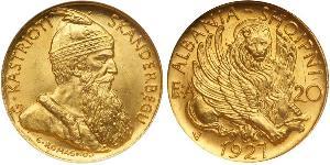 20 Franga Ari Repubblica albanese (1925-1928) Oro Zog I, Skanderbeg III of Albania
