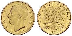 20 Franga Ari Албанська республіка (1925-1928) Золото Zog I, Skanderbeg III of Albania