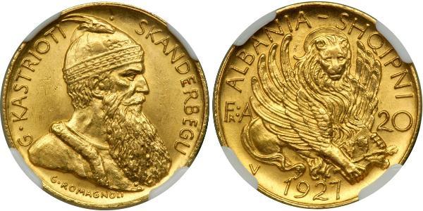 20 Franga Ari Албанська республіка (1925-1928) Золото Zog I, Skanderbeg III of Albania