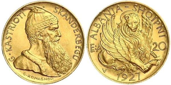 20 Franga Ari Албанська республіка (1925-1928) Золото Zog I, Skanderbeg III of Albania