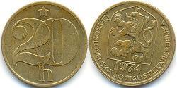 20 Heller Tschechoslowakei  (1918-1992) Messing 