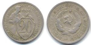 20 Kopek Unión Soviética (1922 - 1991) Plata 