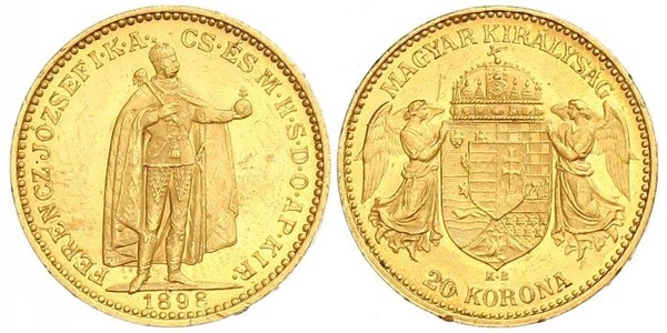 20 Korona Reino de Hungría (1000-1918) Oro Franz Joseph I (1830 - 1916)