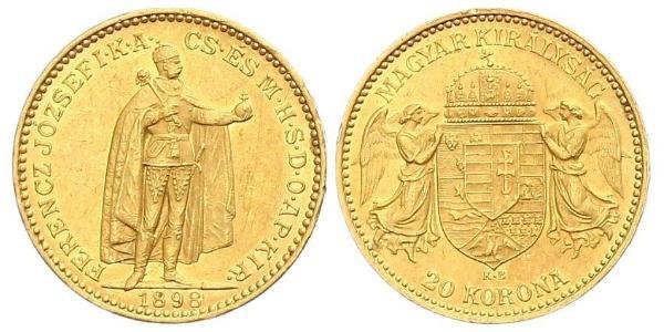 20 Korona Reino de Hungría (1000-1918) Oro Franz Joseph I (1830 - 1916)