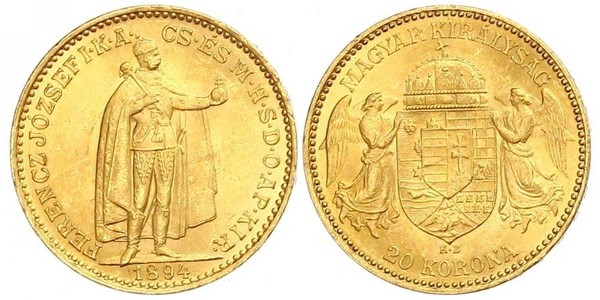 20 Korona Reino de Hungría (1000-1918) Oro Franz Joseph I (1830 - 1916)