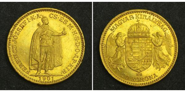 20 Korona Reino de Hungría (1000-1918) Oro Franz Joseph I (1830 - 1916)
