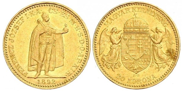 20 Korona Королiвство Угорщина (1000-1918) Золото Франц Иосиф I (1830 - 1916)