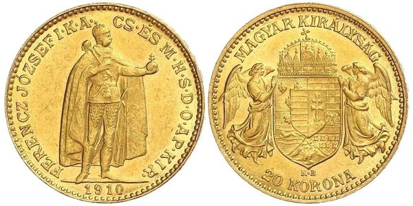 20 Korona Королiвство Угорщина (1000-1918) Золото Франц Иосиф I (1830 - 1916)