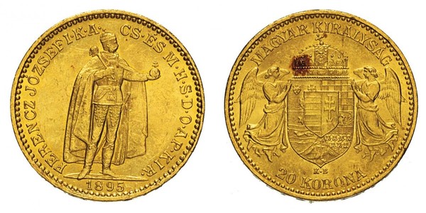 20 Korona Королiвство Угорщина (1000-1918) Золото Франц Иосиф I (1830 - 1916)