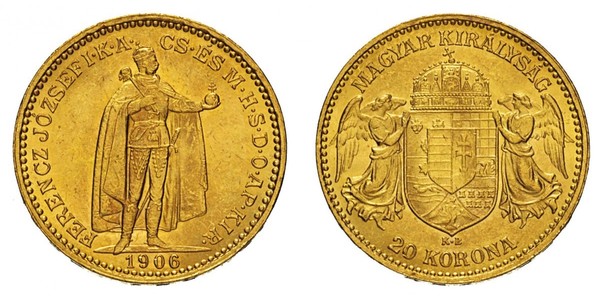 20 Korona Королевство Венгрия (1000-1918) Золото Франц Иосиф I (1830 - 1916)