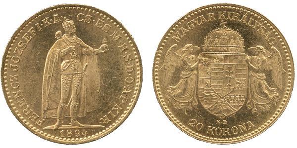 20 Korona 匈牙利王国 金 弗朗茨·约瑟夫一世 (1830 - 1916)