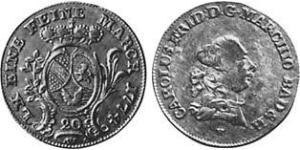 20 Kreuzer Margraviat de Bade-Durlach (1535 - 1771) Argent 