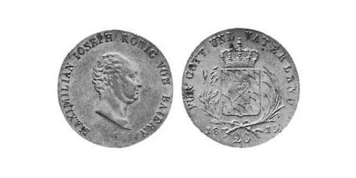 20 Kreuzer Royaume de Bavière (1806 - 1918) Argent 