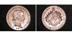 20 Kreuzer Royaume de Hongrie (1000-1918) Argent Ferdinand I of Austria (1793 - 1875)