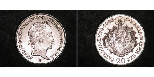 20 Kreuzer Royaume de Hongrie (1000-1918) Argent Ferdinand I of Austria (1793 - 1875)