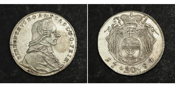 20 Kreuzer Salzbourg Argent Hieronymus von Colloredo-Mannsfeld (1732 - 1812)