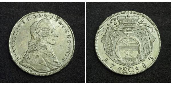 20 Kreuzer Salzbourg Argent Hieronymus von Colloredo-Mannsfeld (1732 - 1812)