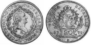 20 Kreuzer Électorat de Bavière (1623 - 1806) Argent 