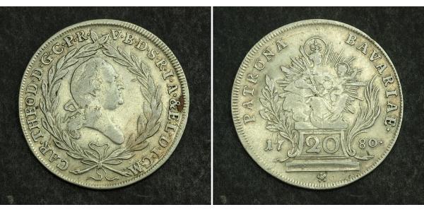 20 Kreuzer Électorat de Bavière (1623 - 1806) Argent 