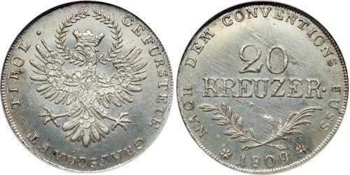 20 Kreuzer Impero austriaco (1804-1867) Argento 