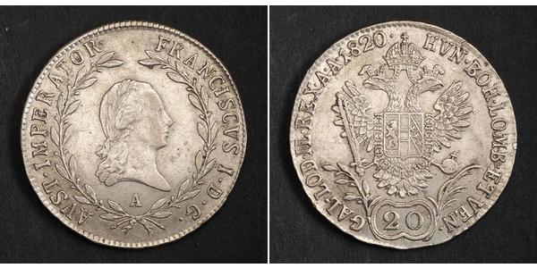20 Kreuzer Impero austriaco (1804-1867) Argento 
