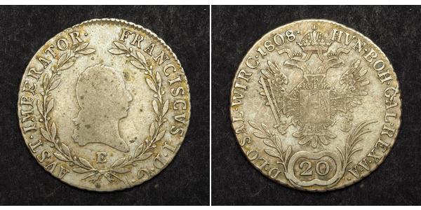 20 Kreuzer Impero austriaco (1804-1867) Argento 
