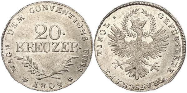 20 Kreuzer Impero austriaco (1804-1867) Argento 