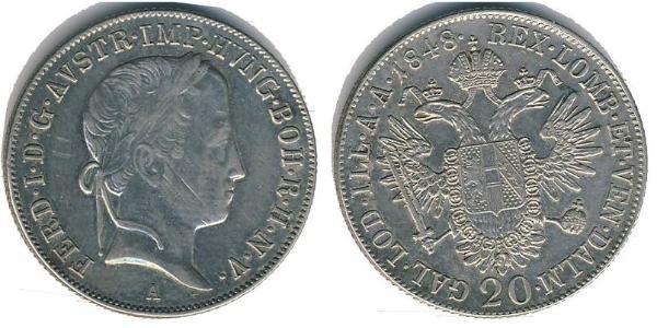 20 Kreuzer Impero austriaco (1804-1867) Argento Ferdinand I of Austria (1793 - 1875)