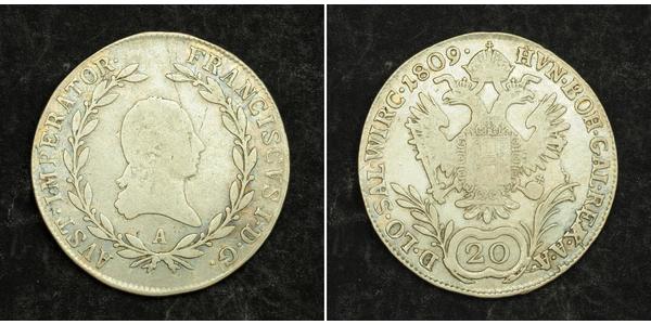 20 Kreuzer Impero austriaco (1804-1867) Argento 